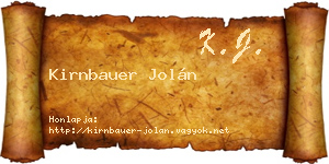 Kirnbauer Jolán névjegykártya